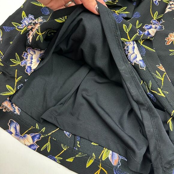 H&M Black Floral Sheath Dress Belt Tie Waist Keyhole Back High Neck Sz 4 Career - Picture 9 of 14